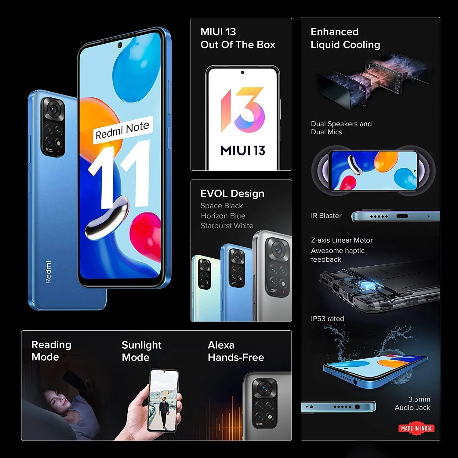 (Refurbished) Redmi Note 11 (Horizon Blue, 6GB RAM, 64GB Storage)|90Hz FHD+ AMOLED Display | Qualcomm® Snapdragon™ 680-6nm | Alexa Built-in | 33W Charger Included - Image 4
