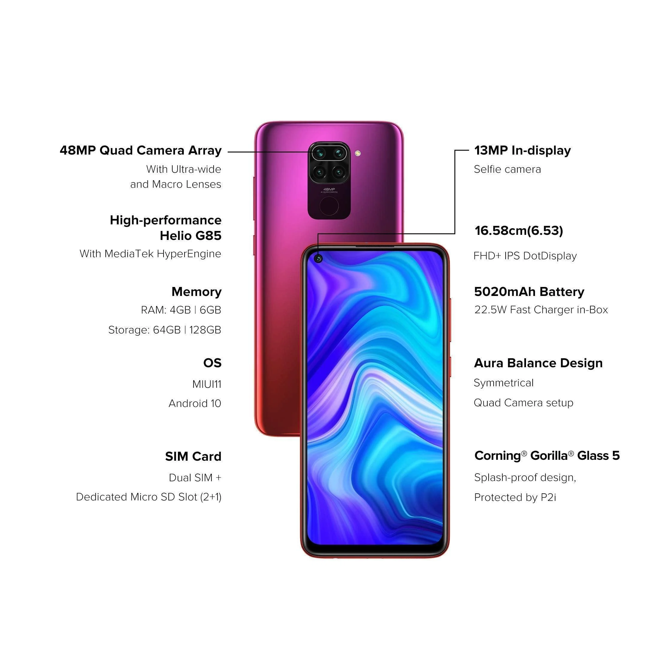 (Refurbished) Redmi Note 9 (Scarlet Red, 4GB RAM, 64GB Storage) - 48MP Quad Camera & Full HD+ Display - - Image 6