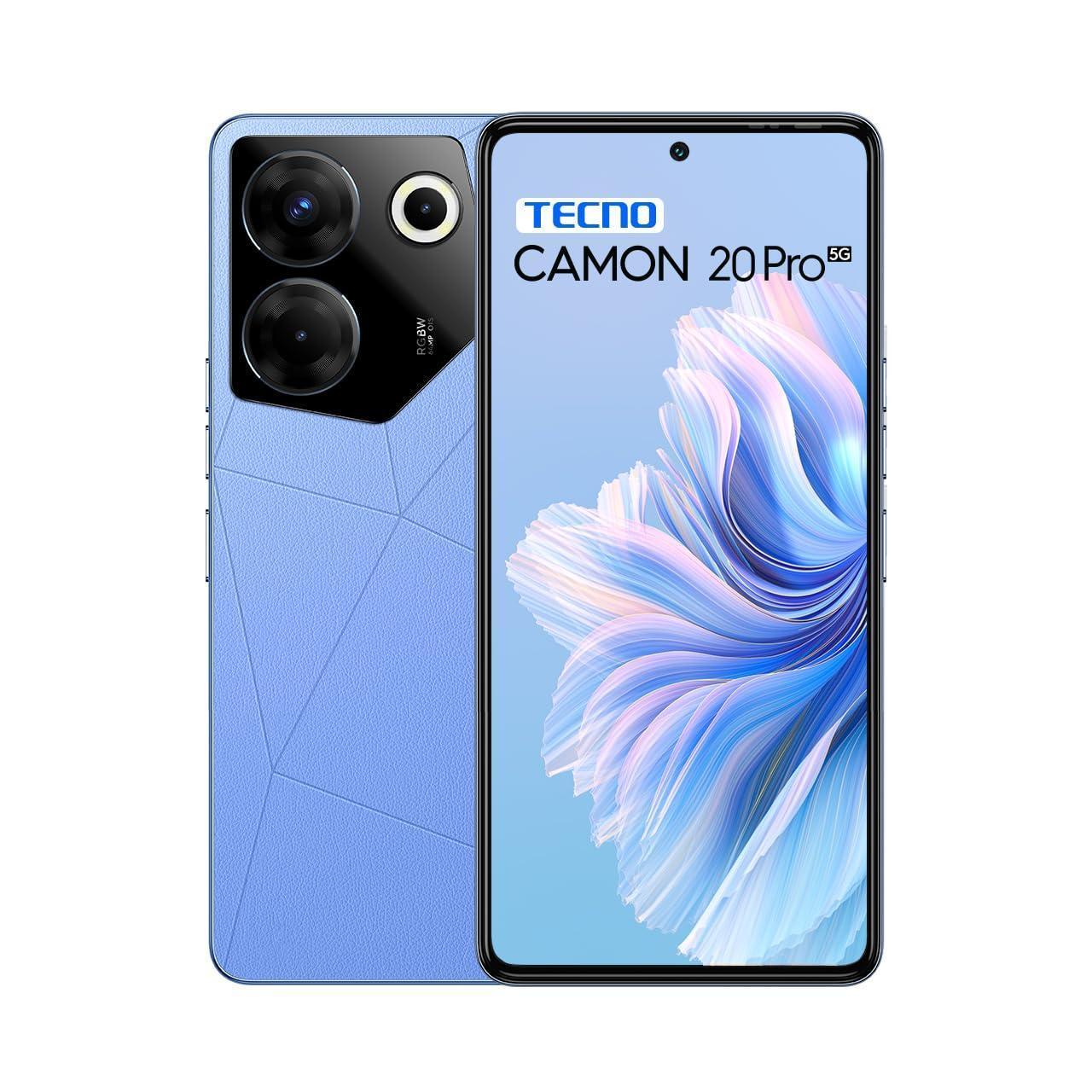 (Refurbished) Tecno Camon 20 Pro 5G (Serenity Blue, 8GB RAM,128GB Storage)| India's 1st MediaTek Dimensity 8050 Processor | 16GB Expandable RAM | 64MP RGBW(G+P) OIS Rear Camera|6.67 FHD+ Big AMOLED Screen