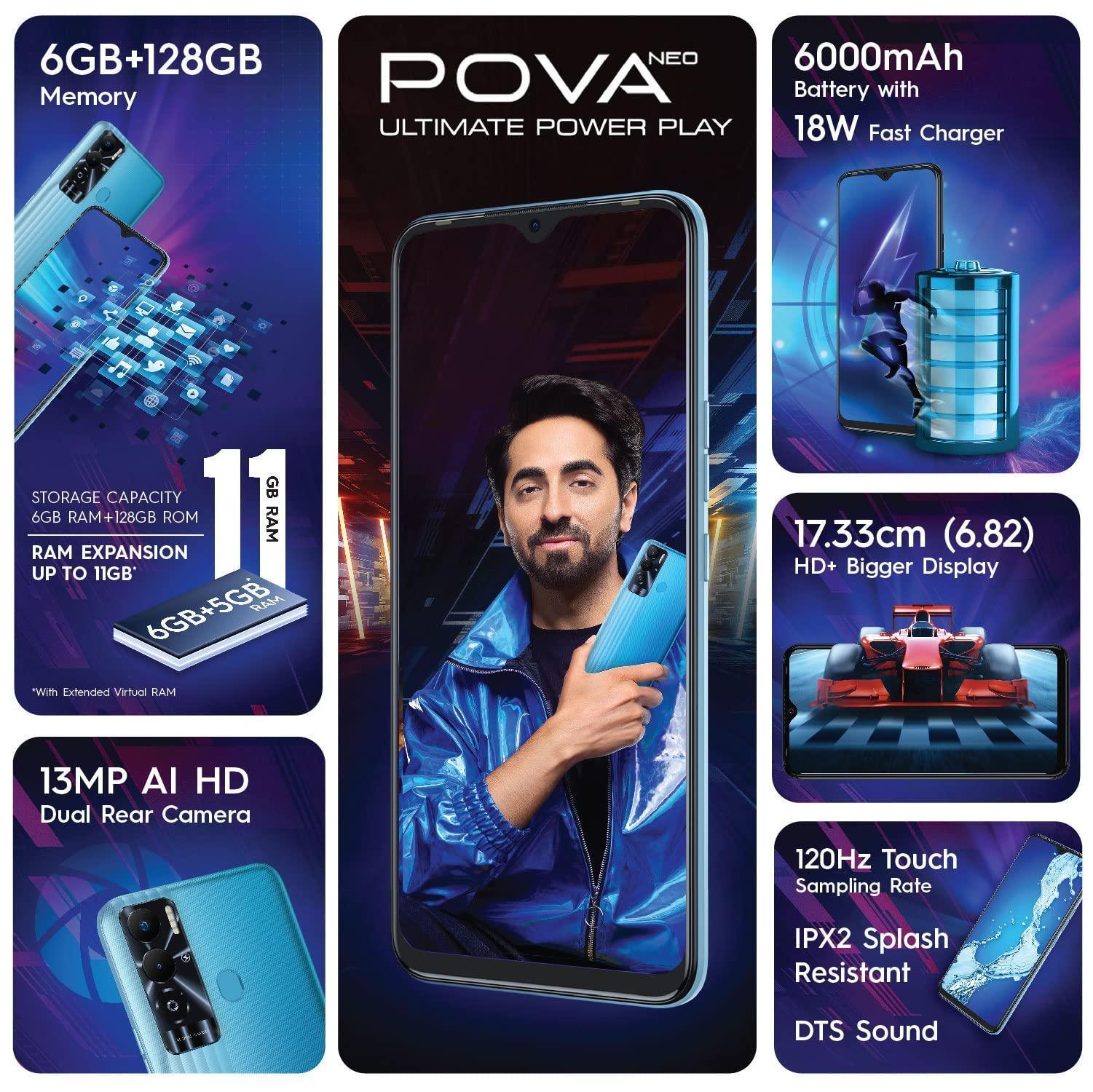 (Refurbished) Tecno POVA Neo (Geek Blue, 6GB RAM, 128GB Storage) | 6000mAh Battery |6.82 inch HD+Display | DTS Sound - Image 8