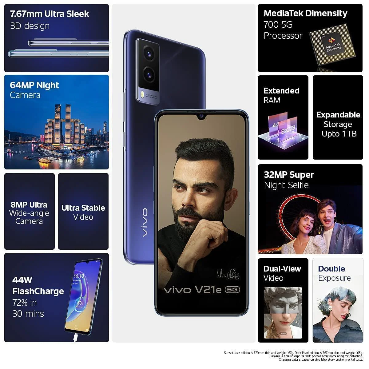 (Refurbished) Vivo V21e 5G (Dark Pearl, 8GB RAM, 128GB Storage) with No Cost EMI/Additional Exchange Offers - Image 6