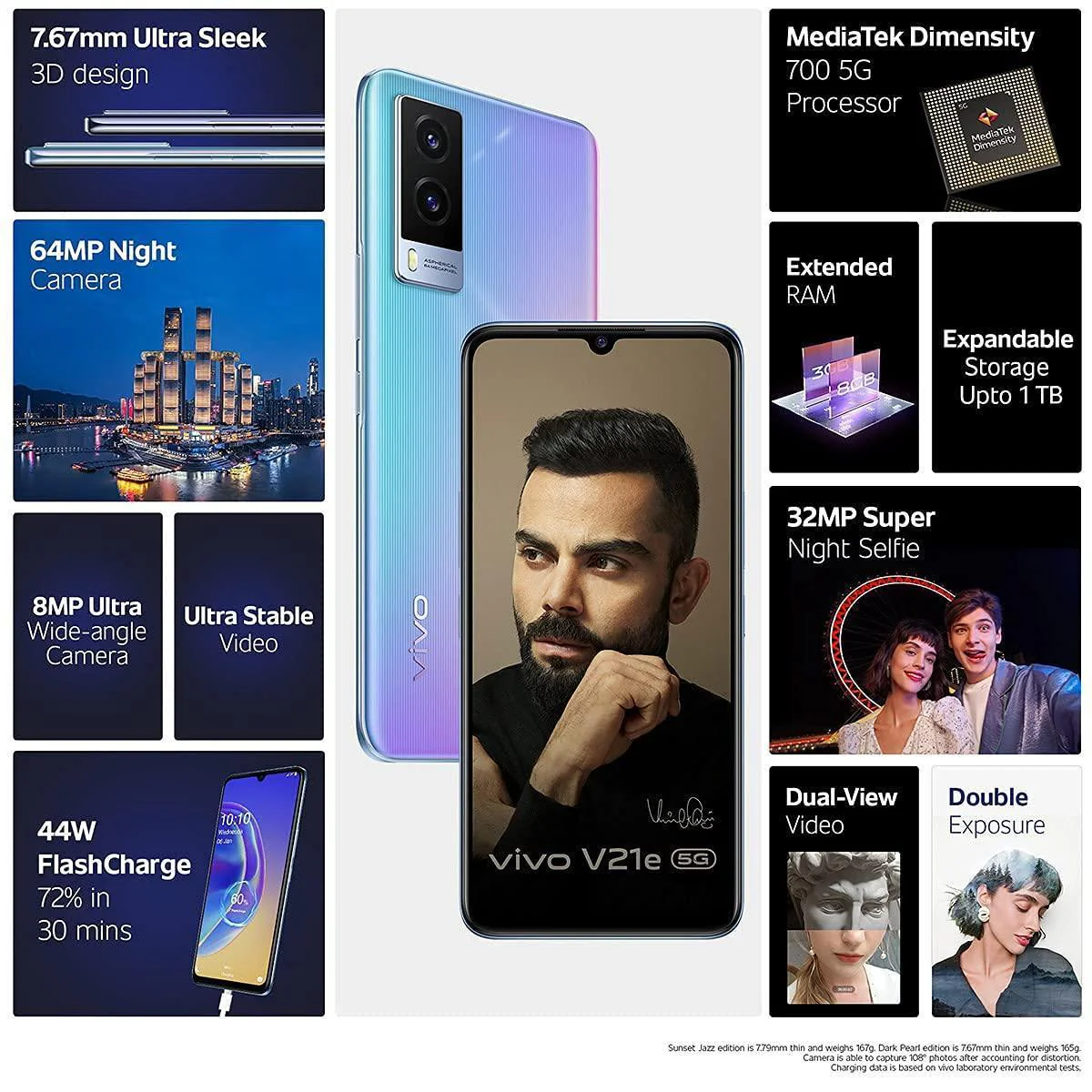 (Refurbished) Vivo V21e 5G (Sunset Jazz, 8GB RAM, 128GB Storage) with No Cost EMI/Additional Exchange Offers - Image 6