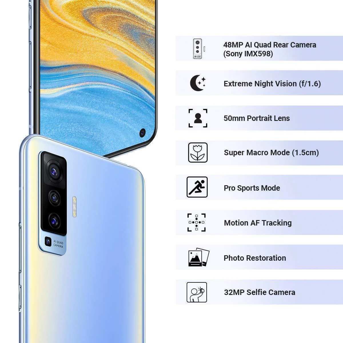 (Refurbished) Vivo X50 (Frost Blue, 8GB RAM, 256GB Storage) Without Offer - Image 8