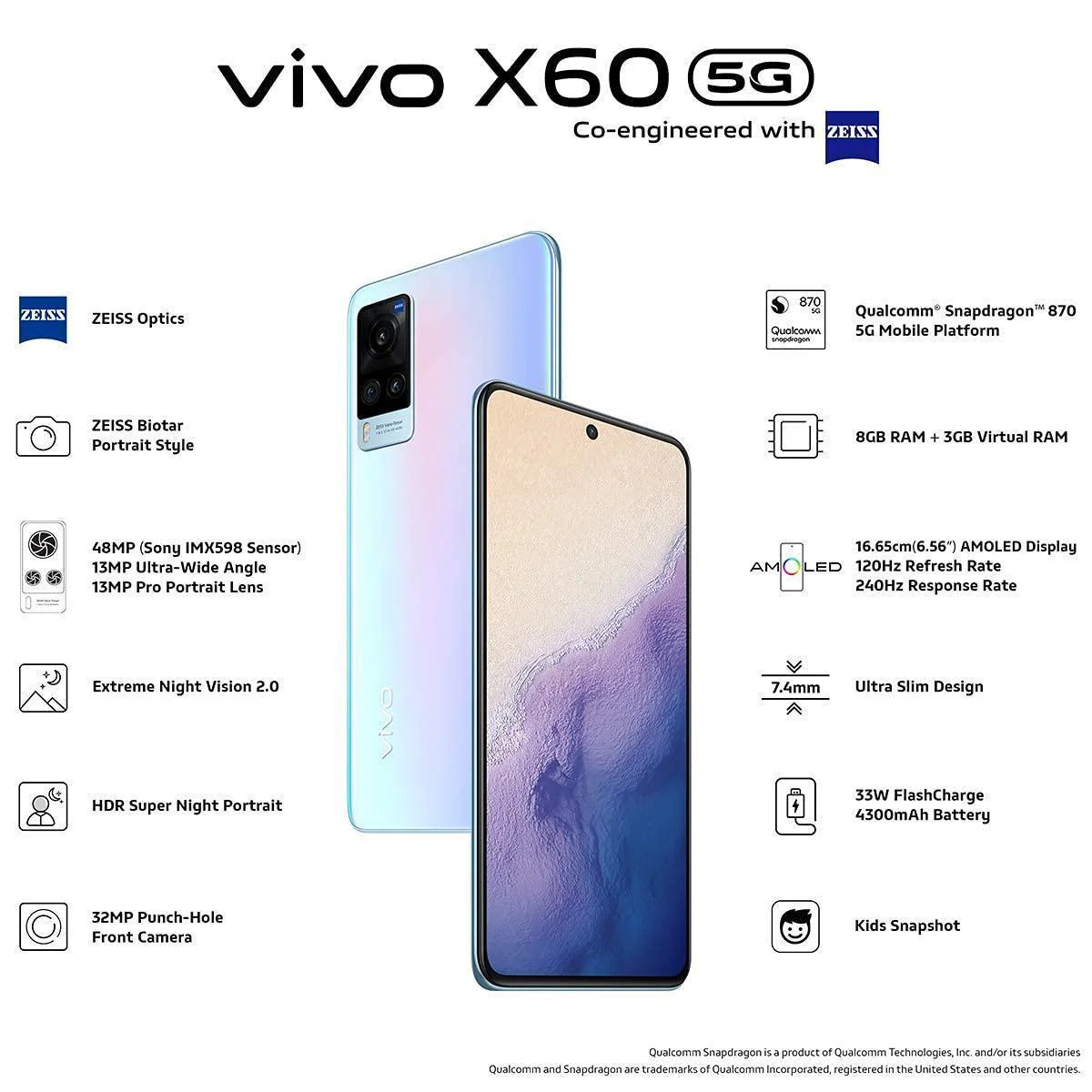 (Refurbished) Vivo X60 (Shimmer Blue, 12GB RAM, 256GB Storage) Without Offers - Image 7