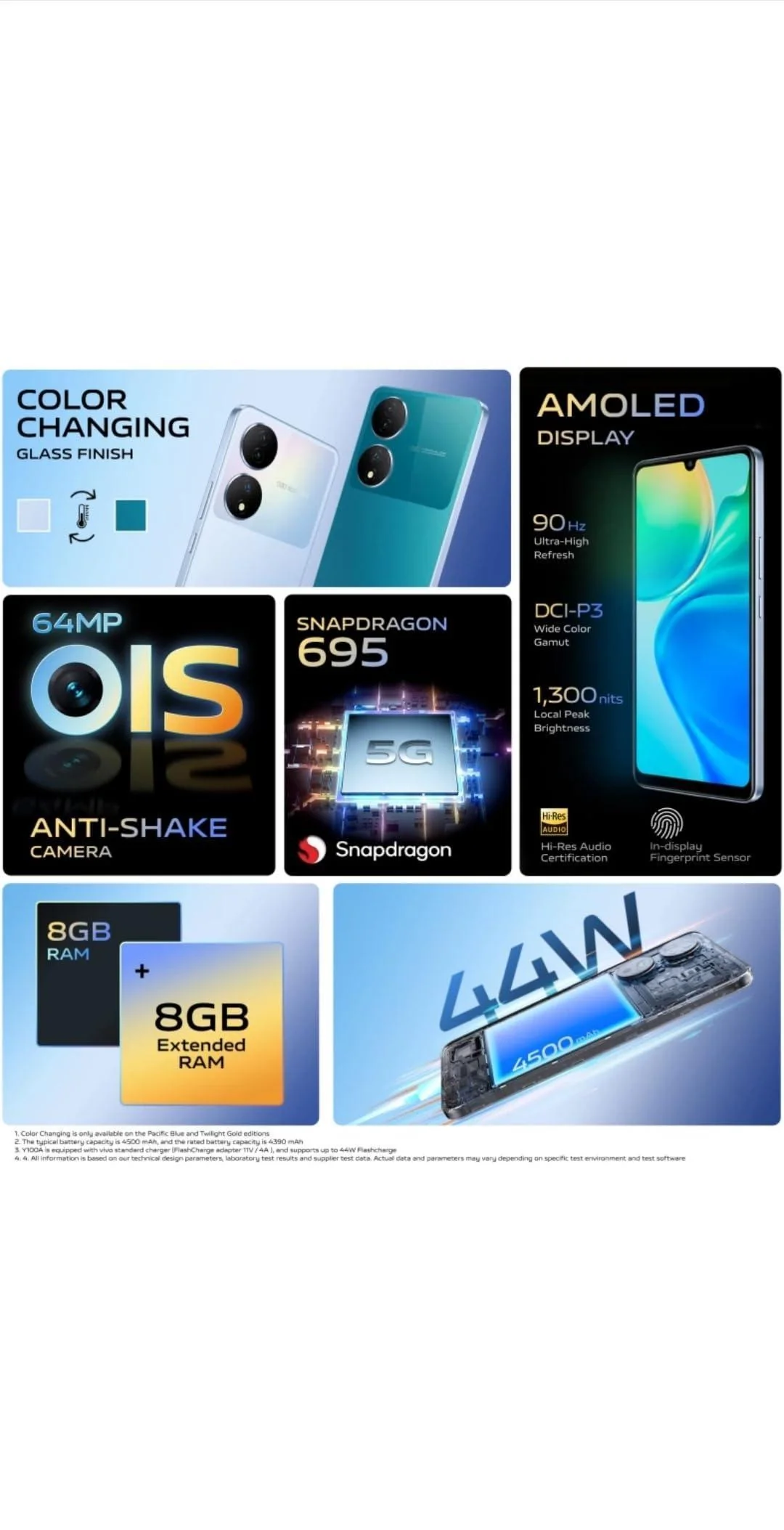 (Refurbished) Vivo Y100A 5G (Pacific Blue, 8GB RAM, 128GB Storage) - Image 6