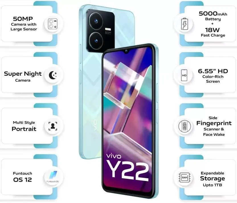 (Refurbished) vivo Y22 (Metaverse Green, 128 GB) (6 GB RAM) - Image 3
