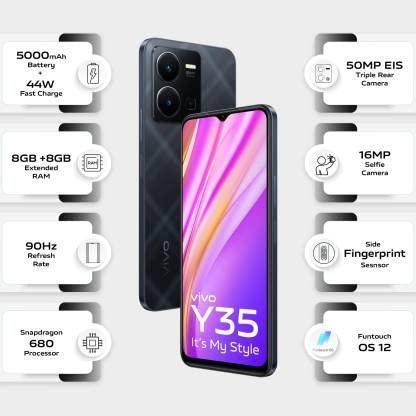 (Refurbished) Vivo Y35 (Agate Black, 8GB RAM, 128GB Storage) with No Cost EMI/Additional Exchange Offers - Image 5