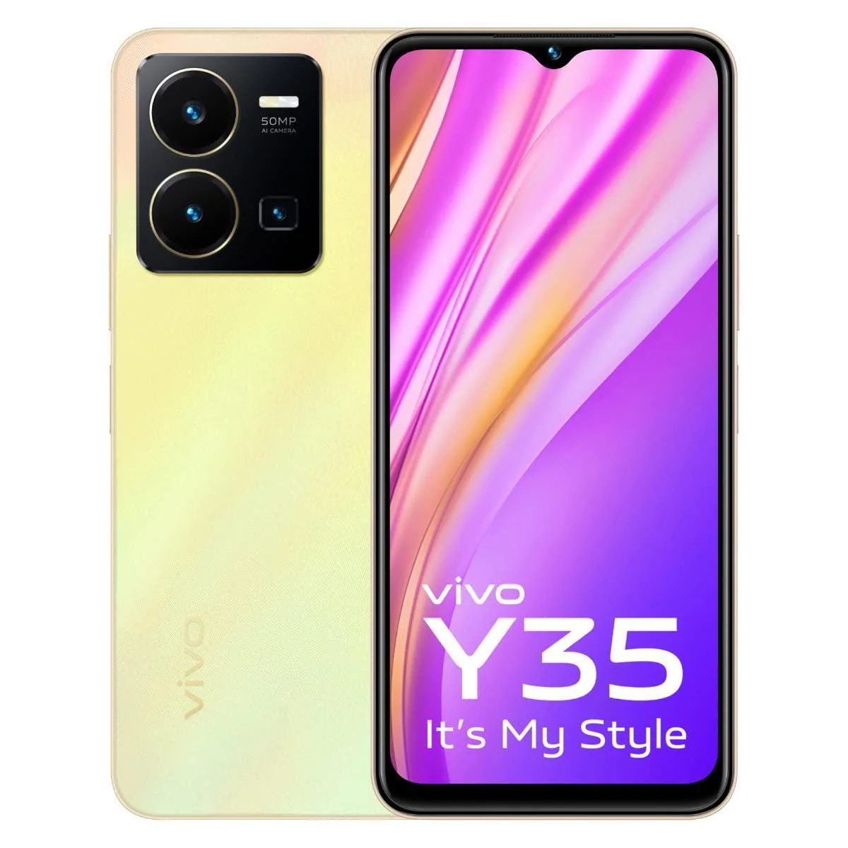 (Refurbished) Vivo Y35 (Dawn Gold, 8GB RAM, 128GB Storage)