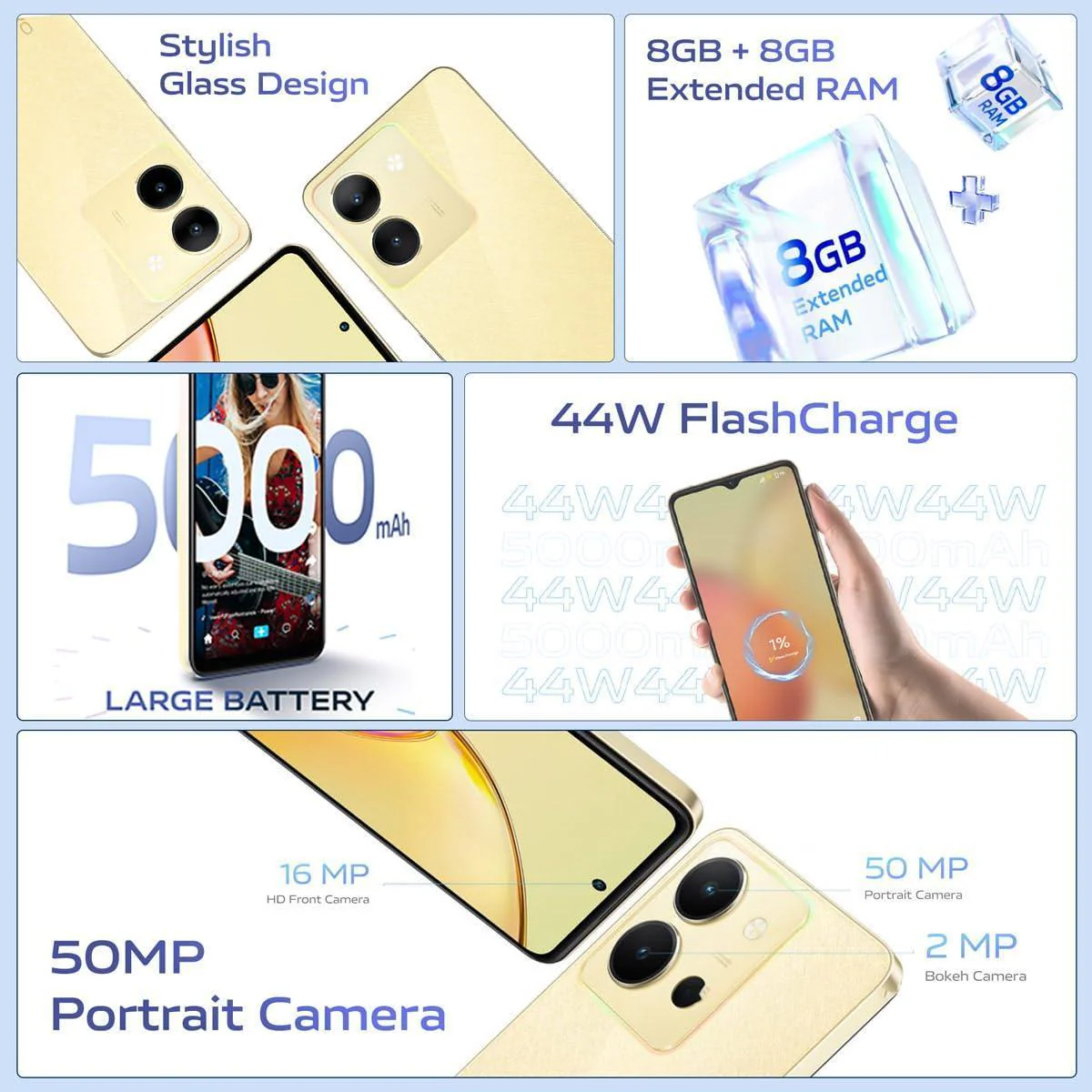 (Refurbished) vivo Y36 (Vibrant Gold, 8GB RAM, 128GB Storage) with No Cost EMI/Additional Exchange Offers - Image 6