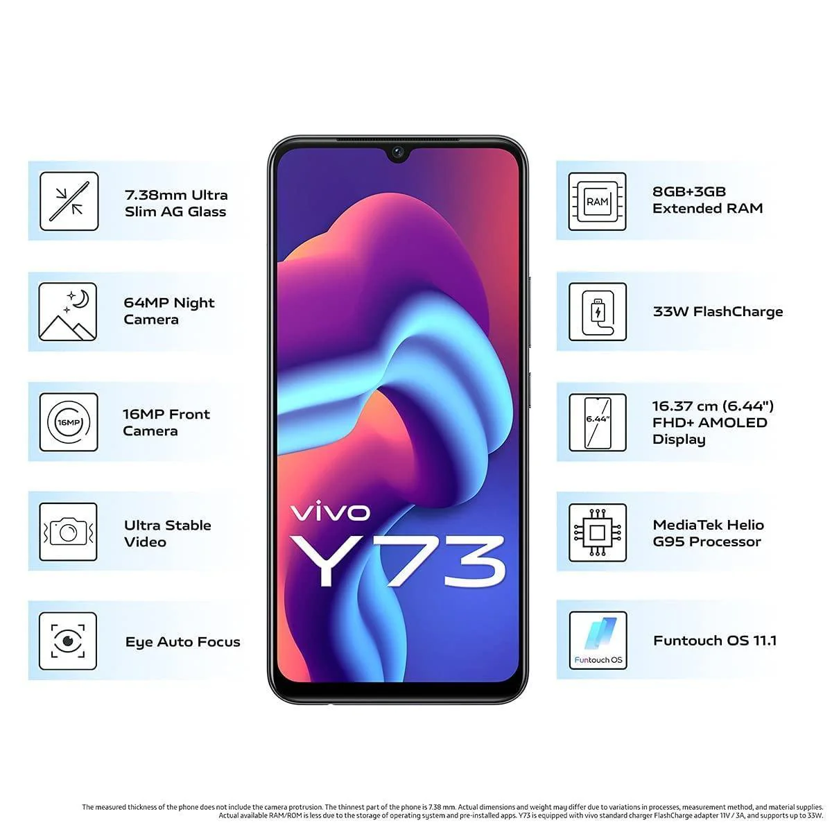 (Refurbished) Vivo Y73 (Roman Black, 8GB RAM, 128GB Storage) Refurbished - Image 5