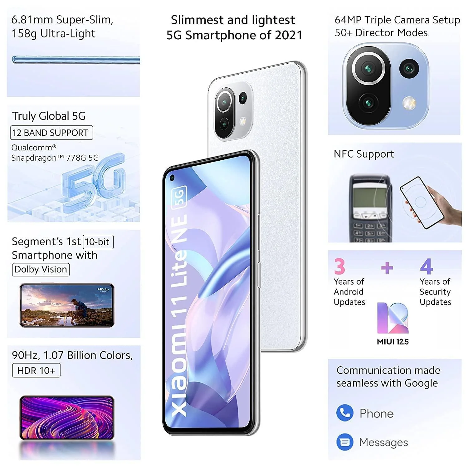 (Refurbished) Xiaomi 11 Lite NE 5G (Diamond Dazzle, 6GB RAM, 128 GB Storage) | Slimmest (6.81mm) & Lightest (158g) 5G Smartphone - Image 4