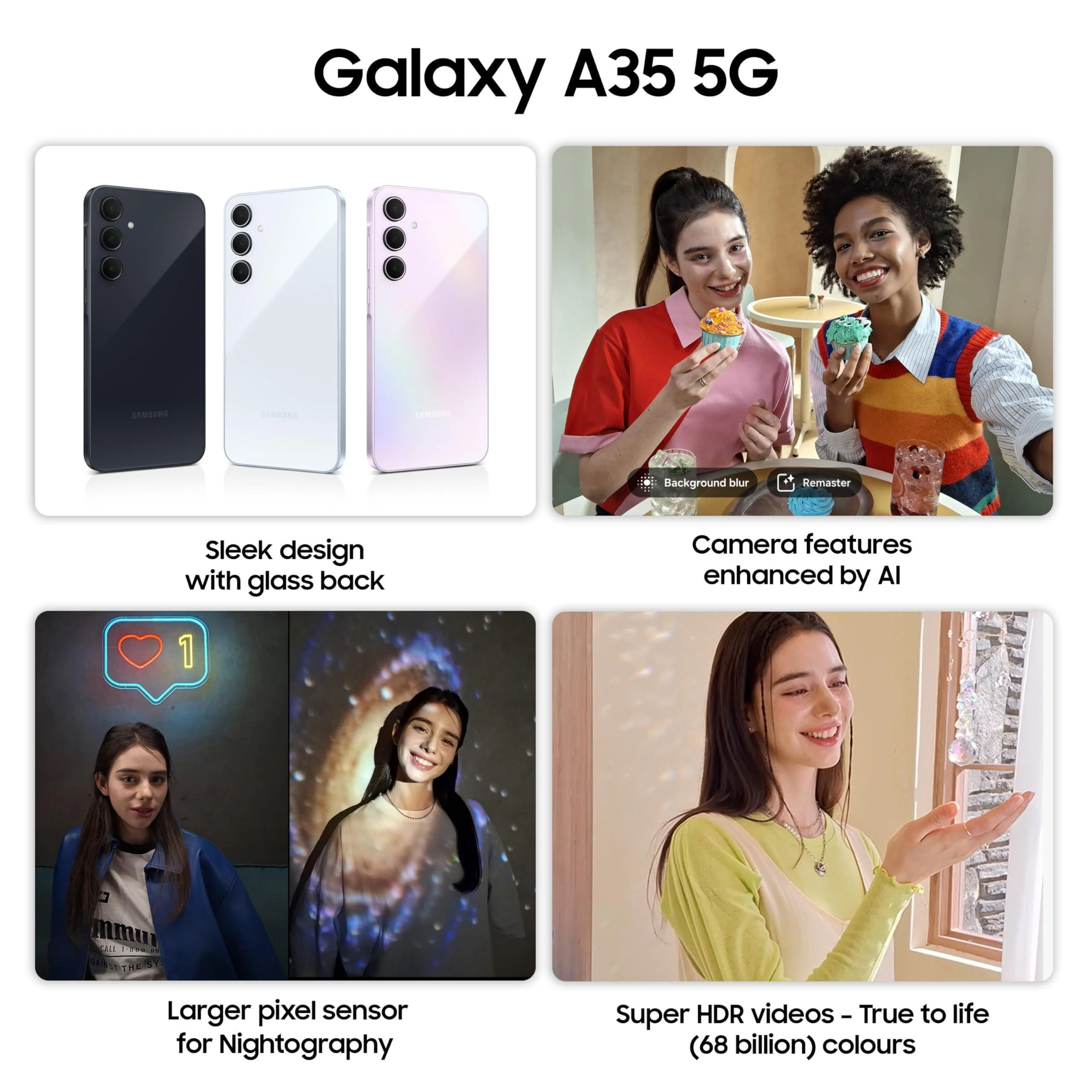 Samsung Galaxy A35 5G (Awesome Navy, 8GB RAM, 128GB Storage) | Premium Glass Back | 50 MP Main Camera (OIS) | Nightography | IP67 | Corning Gorilla Glass Victus+ | sAMOLED with Vision Booster - Image 6