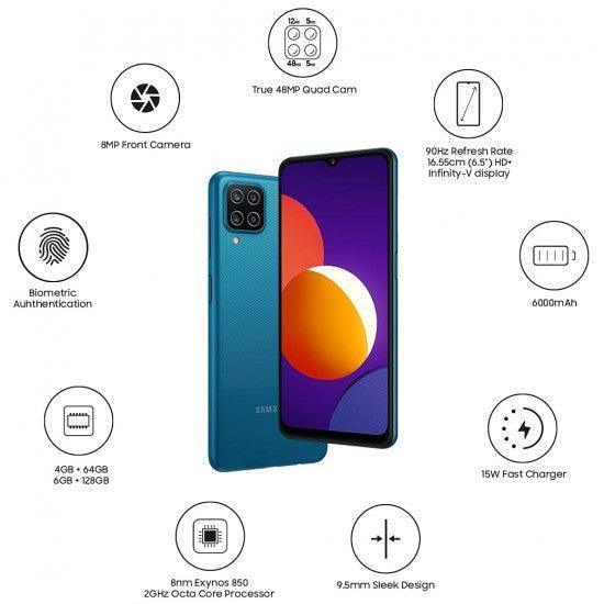 Samsung Galaxy M12 Blue,4GB RAM, 64GB Storage 6000mAh with 8nm Processor Used - Image 2