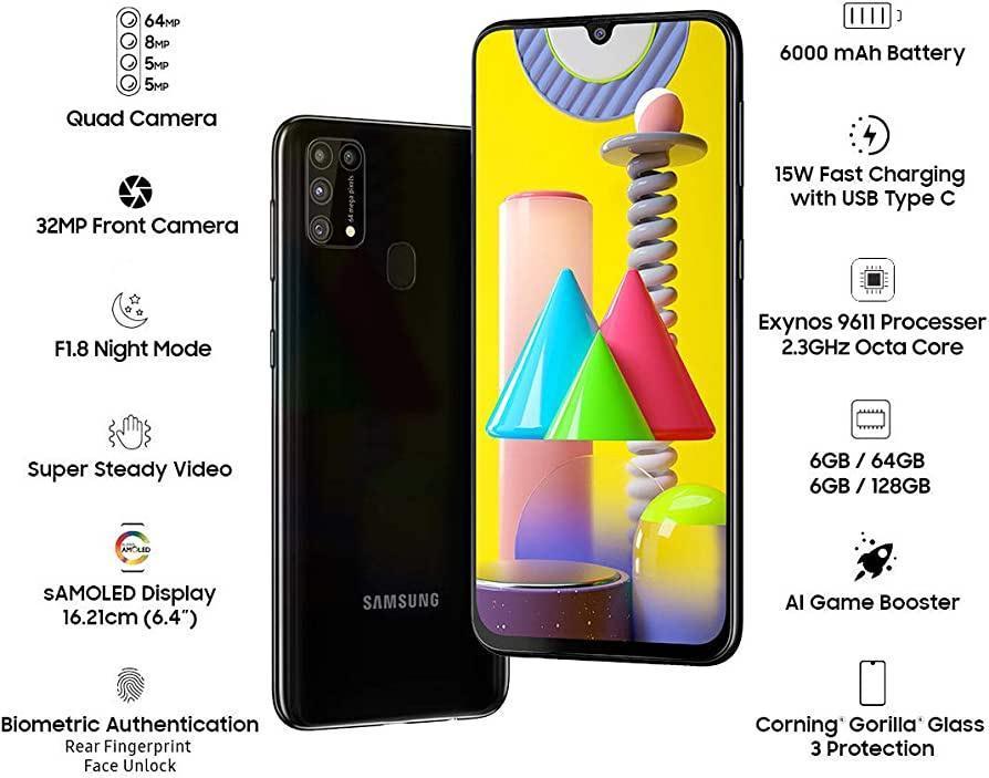 Samsung Galaxy M31 (Space Black, 6GB RAM, 128GB Storage) - Refurbished - Image 4