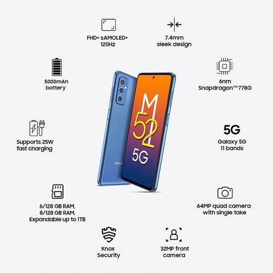 Samsung Galaxy M52 5G (ICY Blue, 8GB RAM, 128GB Storage) Used - Image 2