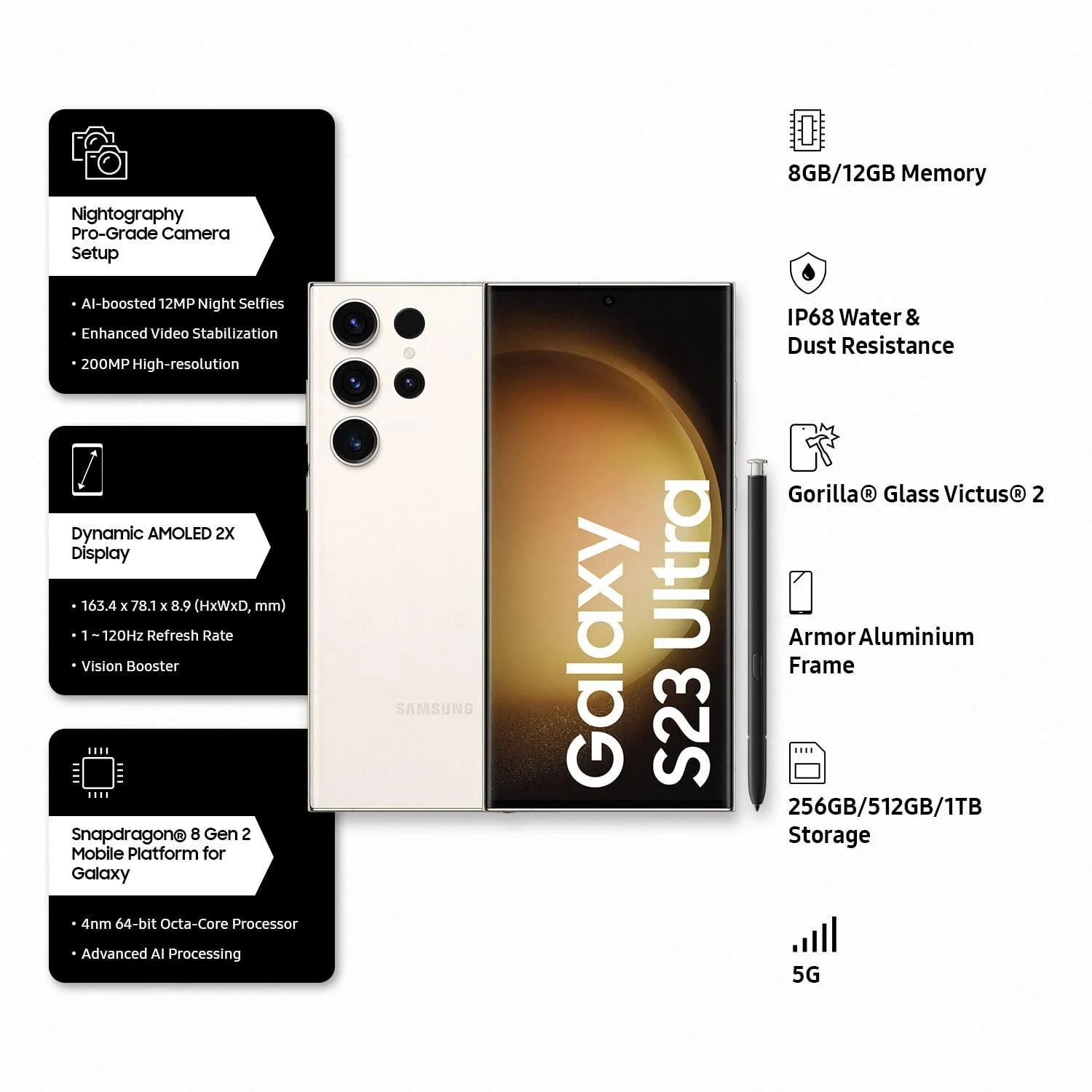 Samsung Galaxy S23 Ultra 5G AI Smartphone (Cream, 12GB, 256GB Storage) Refurbished - Image 7