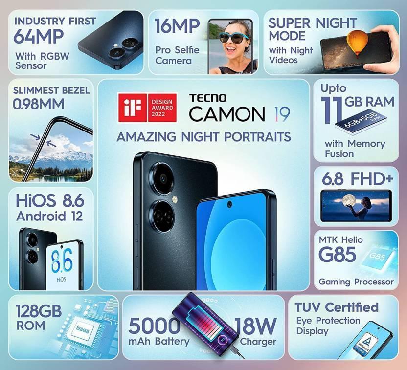 Tecno Camon 19 (Eco Black, 128 GB) (6 GB RAM) Refurbished - Image 3