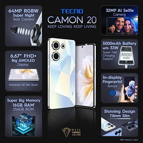TECNO Camon 20 (Glacier Glow, 8GB RAM,256GB Storage)|16GB Expandable RAM | 64MP RGBW Rear Camera|6.67 FHD+ Big AMOLED with in-Display Fingerprint Sensor - Image 7