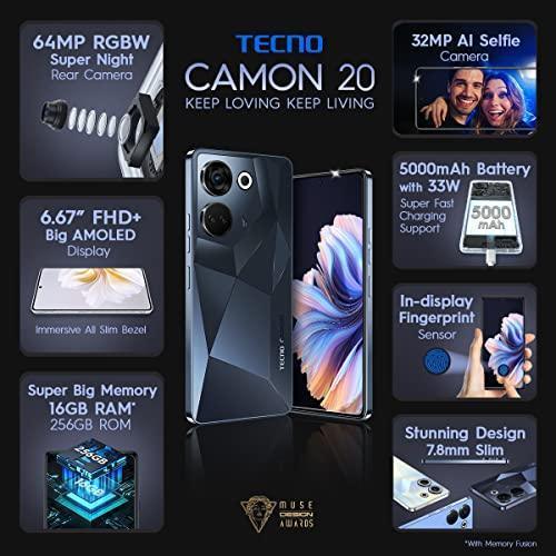 TECNO Camon 20 (Predawn Black, 8GB RAM,256GB Storage)|16GB Expandable RAM | 64MP RGBW Rear Camera|6.67 FHD+ Big AMOLED with in-Display Fingerprint Sensor - Image 7