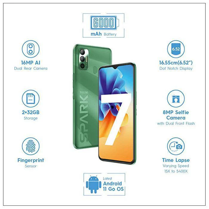 Tecno KF6 Spark 7 Morpheus Blue 2GB 32GB Refurbished - Image 5