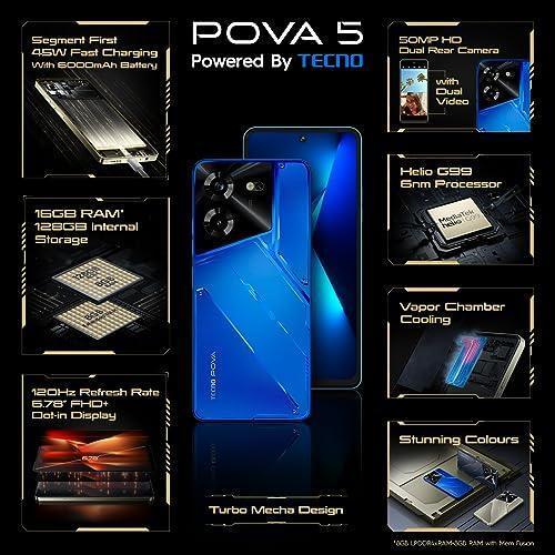 TECNO Pova 5 (Hurricane Blue, 8GB RAM,128GB Storage) | Segment 1st 45W Ultra Fast Charging Refurbished - Image 7