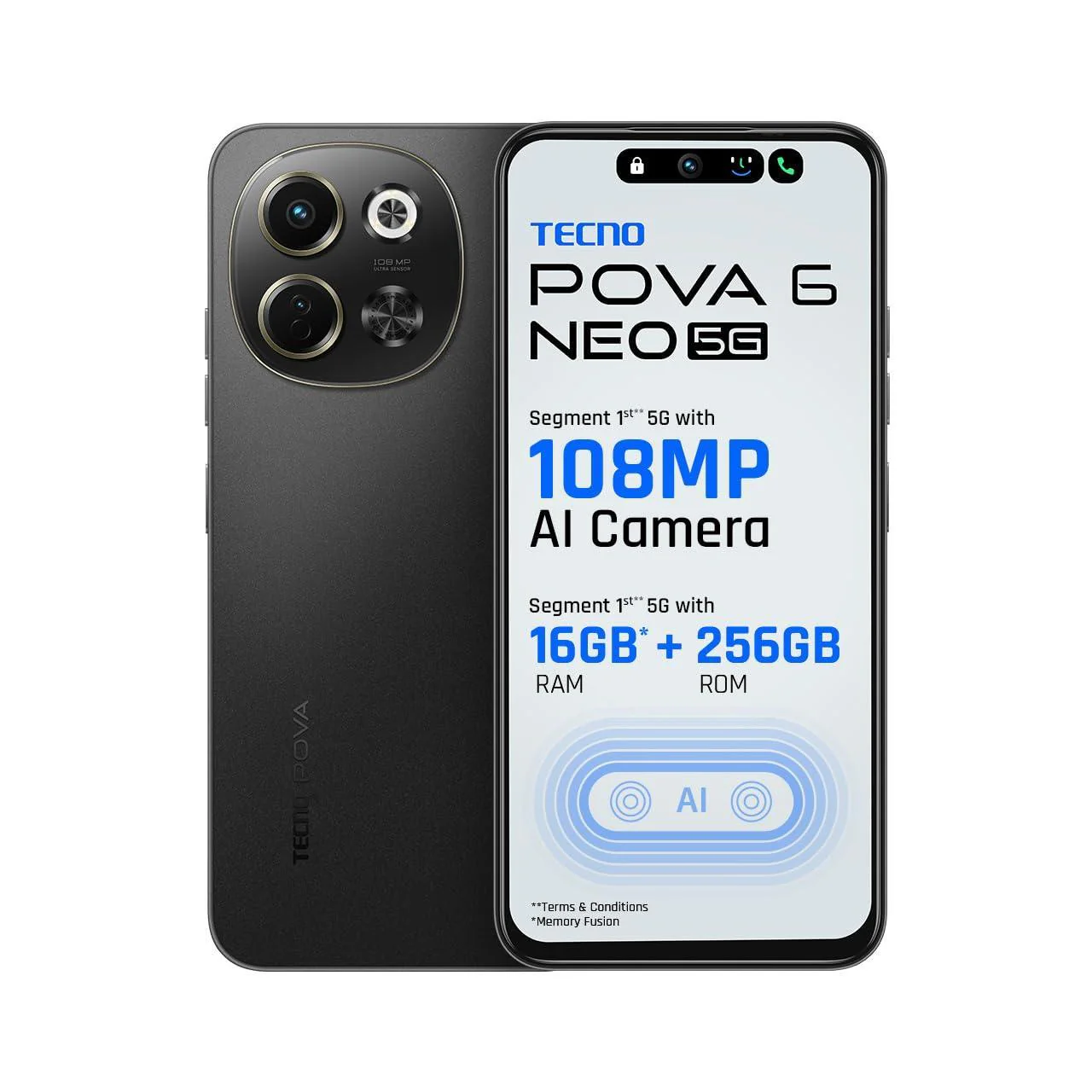 TECNO POVA 6 NEO 5G (Midnight Shadow, 8GB+256GB) Refurbished
