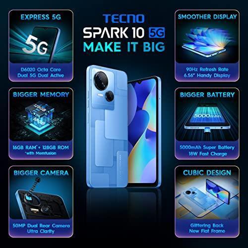 TECNO Spark 10 5G (Meta Blue, 8GB RAM,128GB Storage)|16GB Expandable RAM Refurbished - Image 6