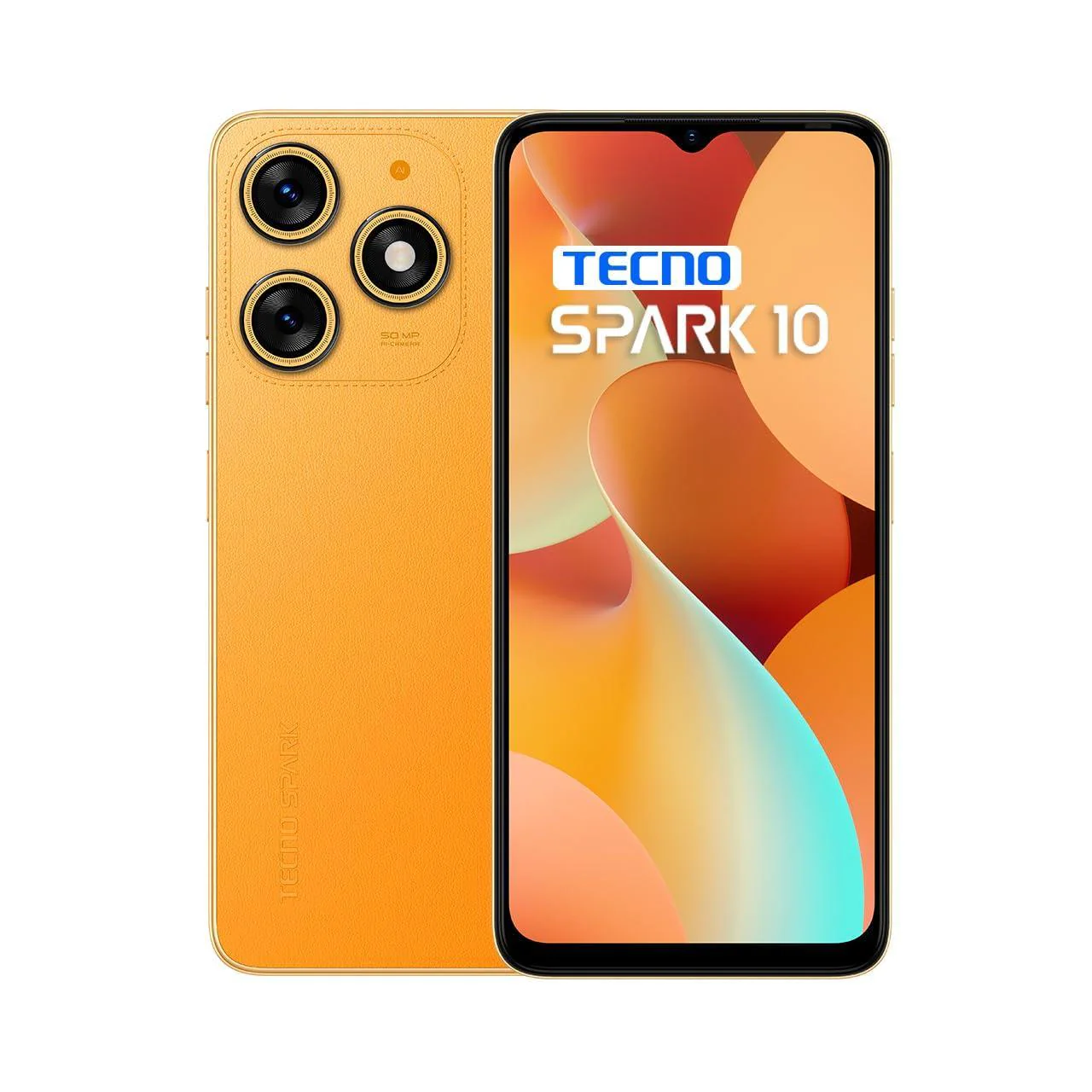 TECNO Spark 10 (Magic Skin Orange, 8GB RAM,128GB Storage)| 50MP AI Dual Rear Camera Refurbished