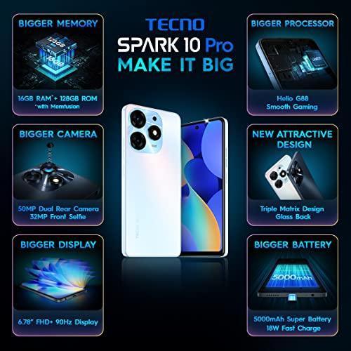 TECNO Spark 10 Pro (Pearl White, 8GB RAM,128GB Storage)|16GB Expandable RAM | 32 MP Selfie Camera| Glass Back and Flagship Triple Matrix Design - Image 6