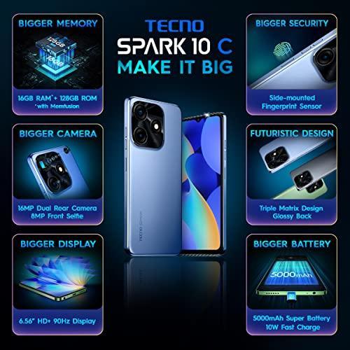 TECNO Spark 10C (Magic Skin Blue, 8GB RAM,128GB Storage)|16GB Expandable RAM | 90Hz Refresh Rate 6.6" HD+Dot Display | 16MP AI Dual Rear Camera - Image 6