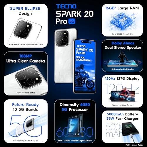 TECNO Spark 20 PRO 5G (Glossy White, 8GB+128GB)| 108MP Ultra Clear Imaging Refurbished - Image 8