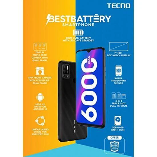 TECNO Spark 6 Air (Comet Black, 3GB RAM, 64GB Storage) (Refurbished - Image 5