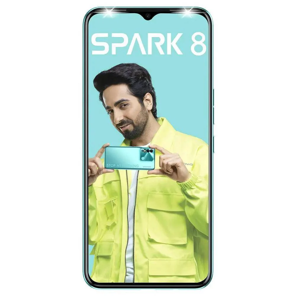 Tecno Spark 8 64GB, 4GB RAM, Turquoise Cyan, Mobile Phone Refurbished