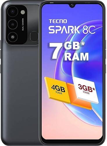 Tecno Spark 8C (Magnet Black, 4GB RAM, 64GB Storage) | 13MP AI-Enhanced Dual Camera | HD+ 6.6" Dot Notch Screen | Upto 7GB Memory fusion | 5000mAh Long-lasting Battery | 8MP Portrait Camera Beauty 3.0