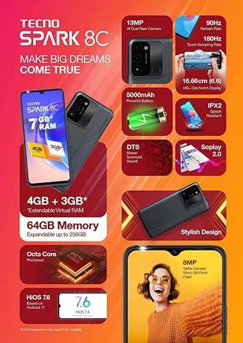 Tecno Spark 8C (Magnet Black, 4GB RAM, 64GB Storage) | 13MP AI-Enhanced Dual Camera | HD+ 6.6" Dot Notch Screen | Upto 7GB Memory fusion | 5000mAh Long-lasting Battery | 8MP Portrait Camera Beauty 3.0 - Image 30