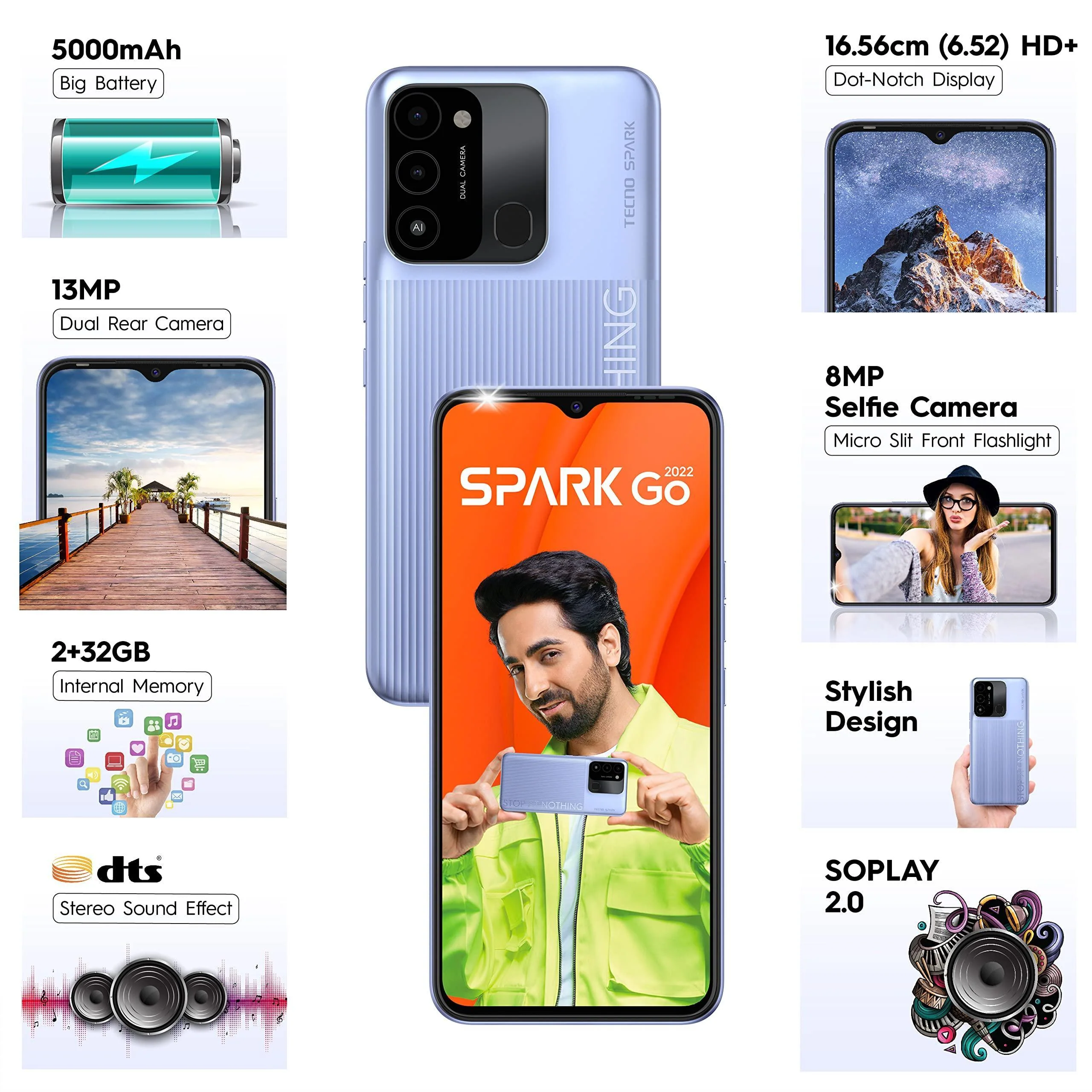 TECNO Spark Go 2022 (Turquoise Cyan, 2/32GB) | 5000mAh Battery| 6.52" HD+ Display Refurbished - Image 8