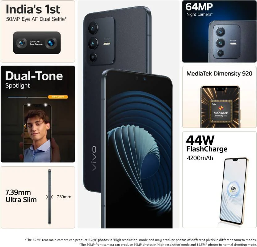 vivo V23 5G (Stardust Black, 128 GB) (8 GB RAM) Refurbished - Image 4