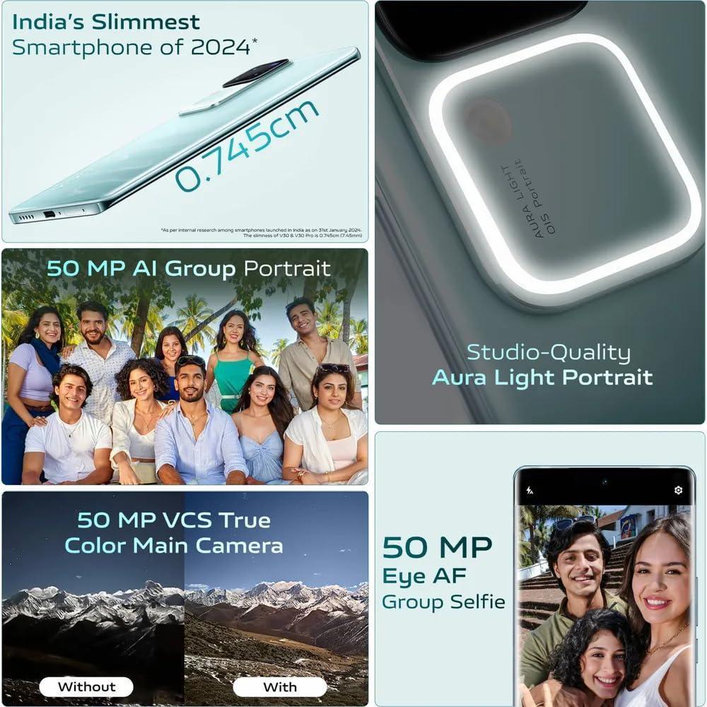 Vivo V30 5G Smartphone, 8GB RAM 128GB Storage, Andaman Blue Refurbished - Image 2