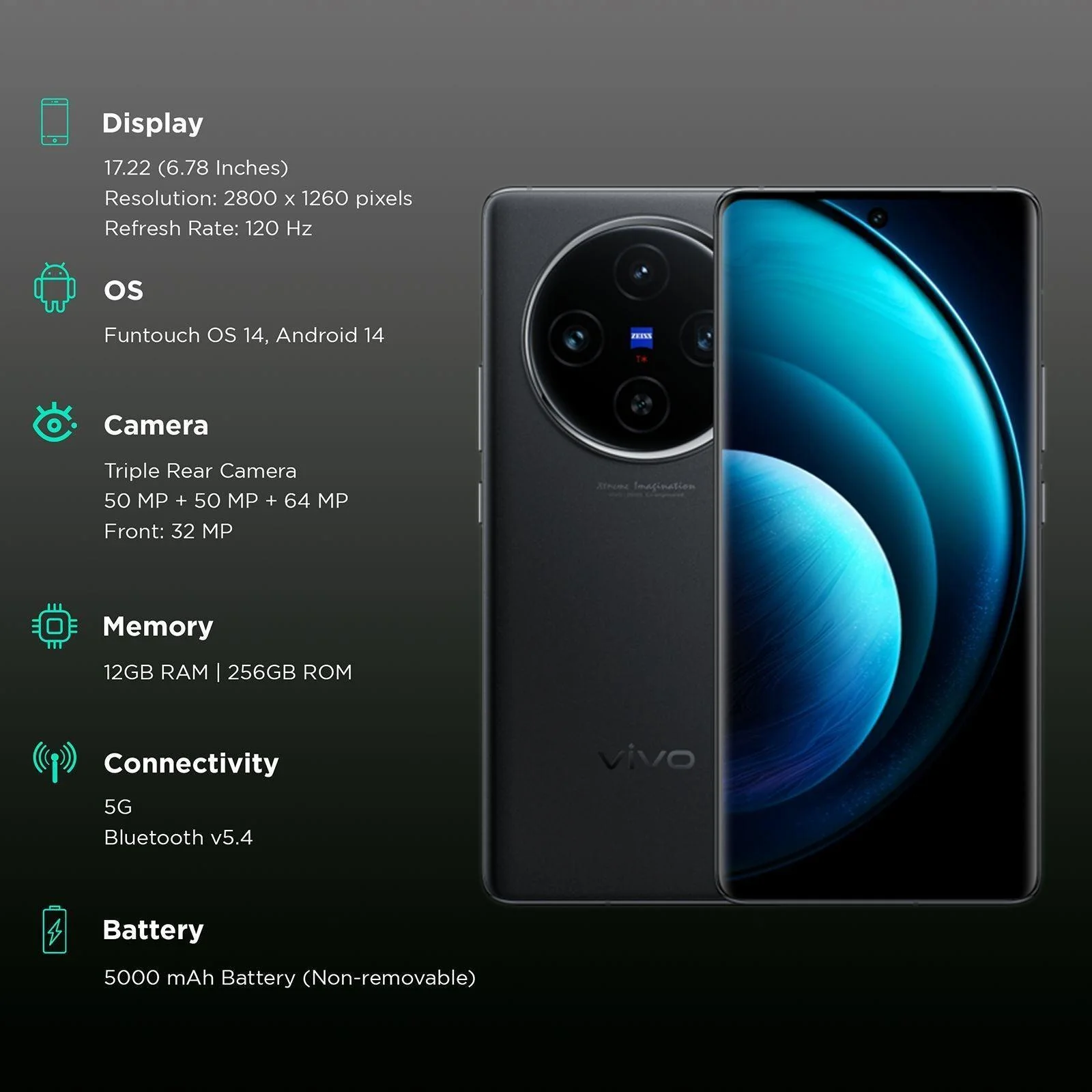 vivo X100 5G (12GB RAM, 256GB, Asteroid Black) - Image 5