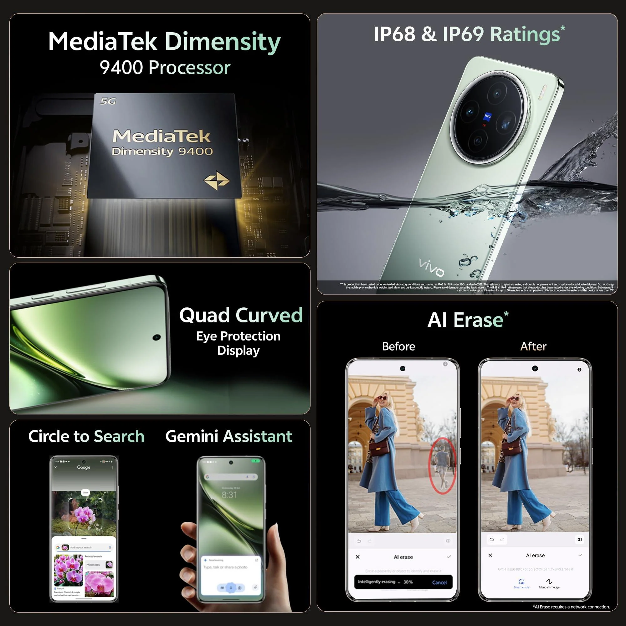 Vivo X200 5G (Natural Green, 12GB RAM, 256GB Storage) Refurbished - Image 2
