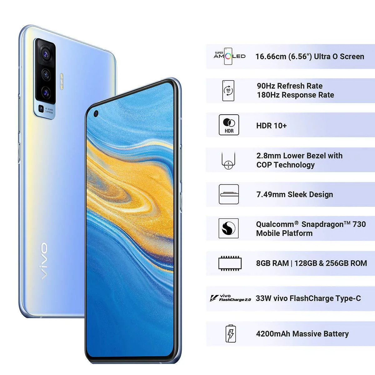 Vivo X50 (Frost Blue, 8GB RAM, 256GB Storage) Refurbished - Image 7