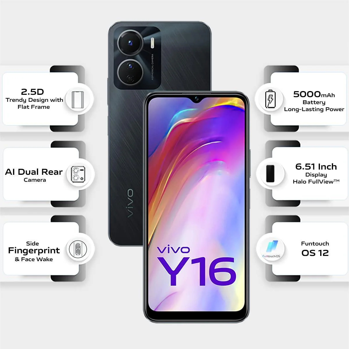 Vivo Y16 (Stellar Black, 4GB RAM, 64GB Storage) Refurbished - Image 6