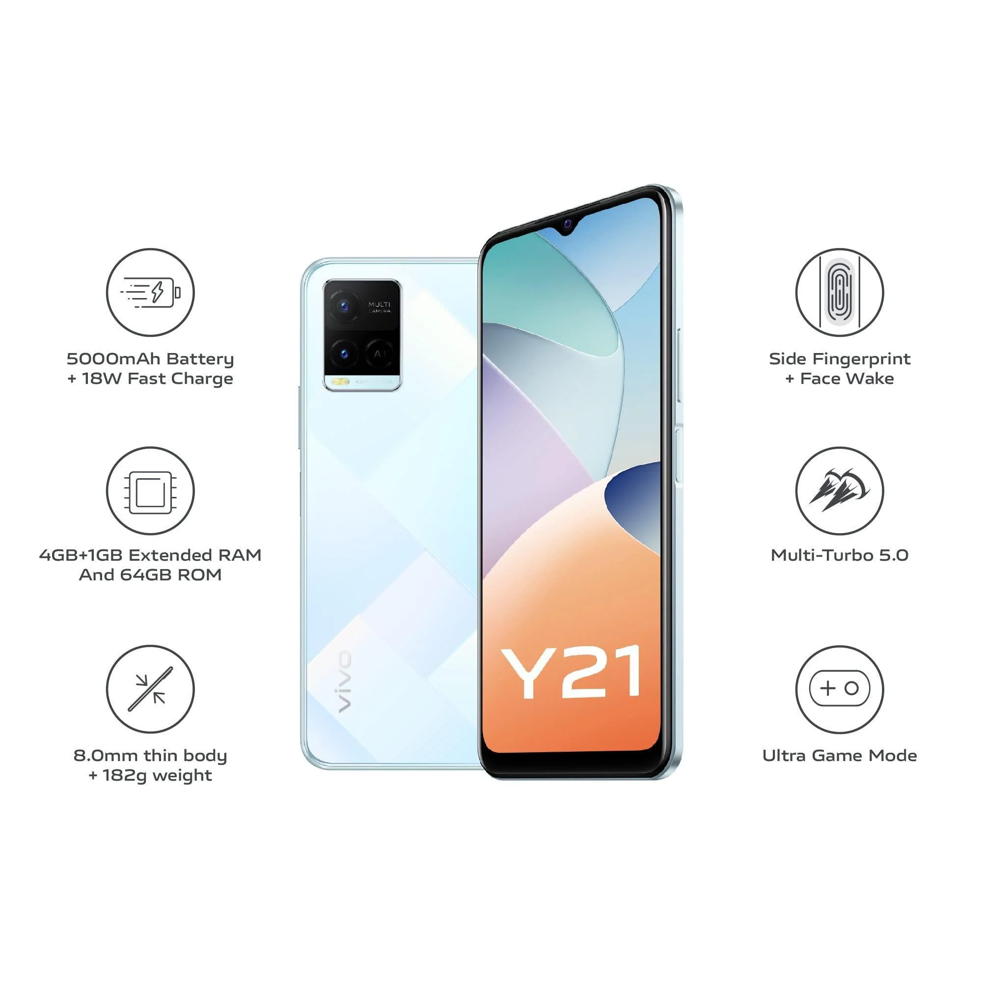 Vivo Y21 (Diamond Glow, 4GB RAM, 64GB Storage) Refurbished - Image 7