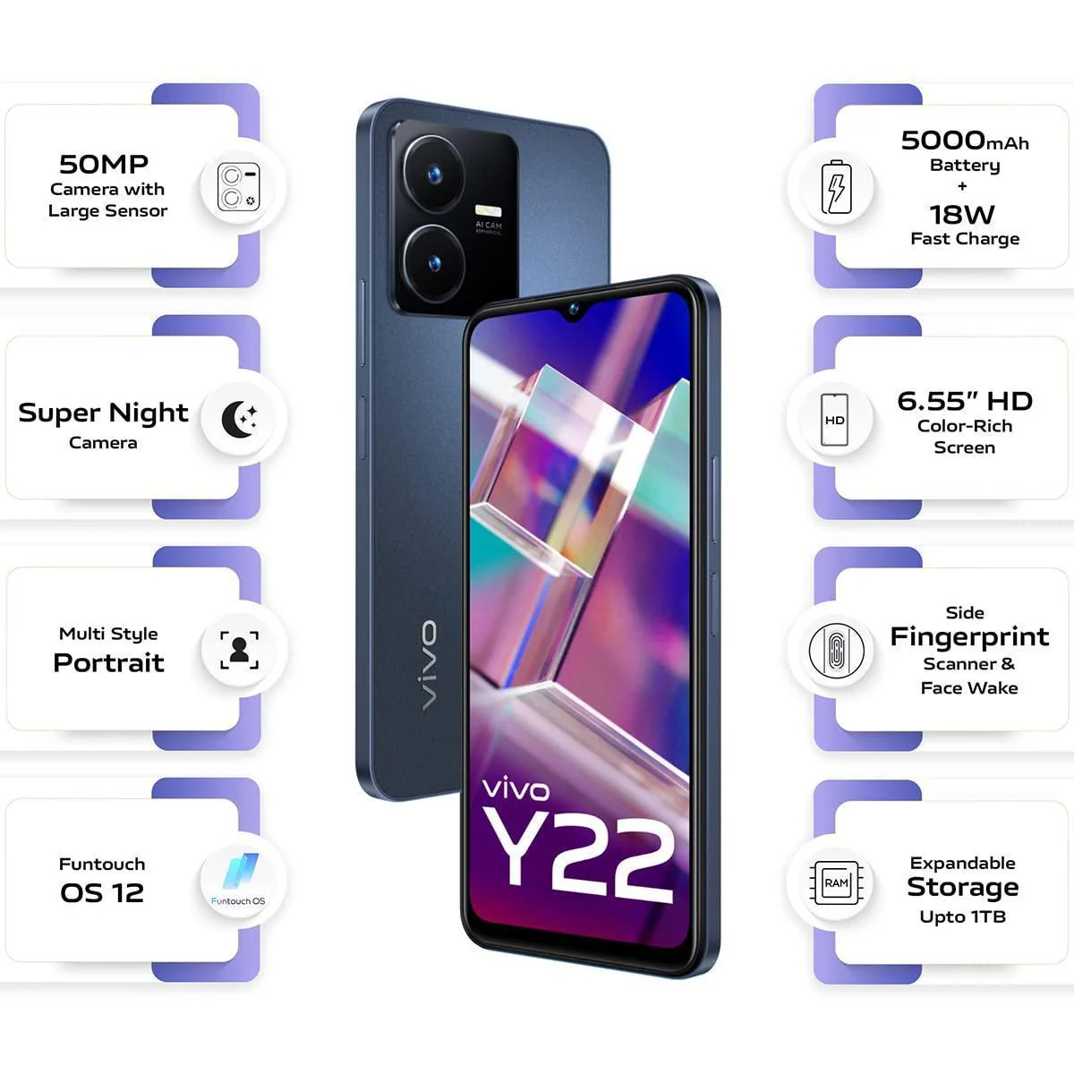 Vivo Y22 (Starlit Blue, 4GB RAM, 128GB Storage) Preowned - Image 8