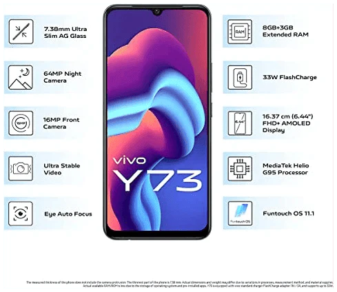 Vivo Y73 (Black, 8GB RAM, 128GB Storage) - Refurbished - Image 4